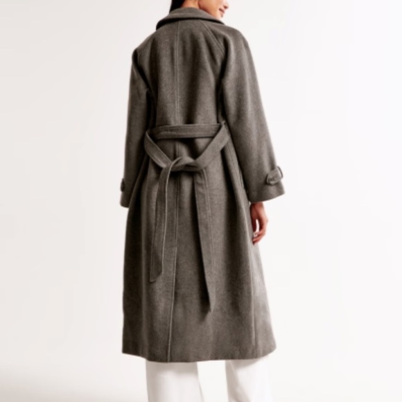Abercrombie & Fitch Wool-Blend Charcoal Grey Trench Coat - Size Small - Picture 3 of 16